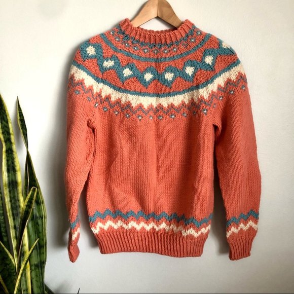 Handmade Knit Fairisle Fisherman Wool Sweater - Picture 5 of 7